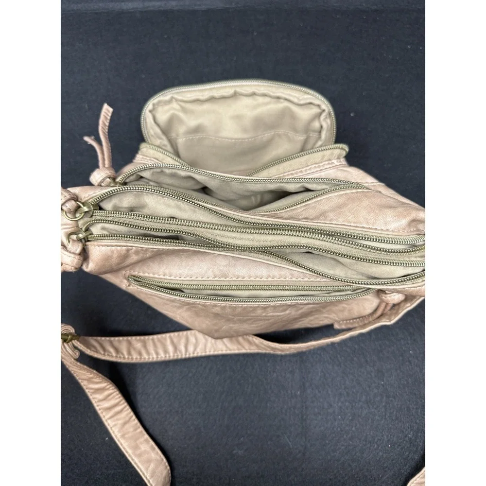 STONE MOUNTAIN USA Taupe Faux Leather Crossbody Bag Shoulder Bag Medium 11